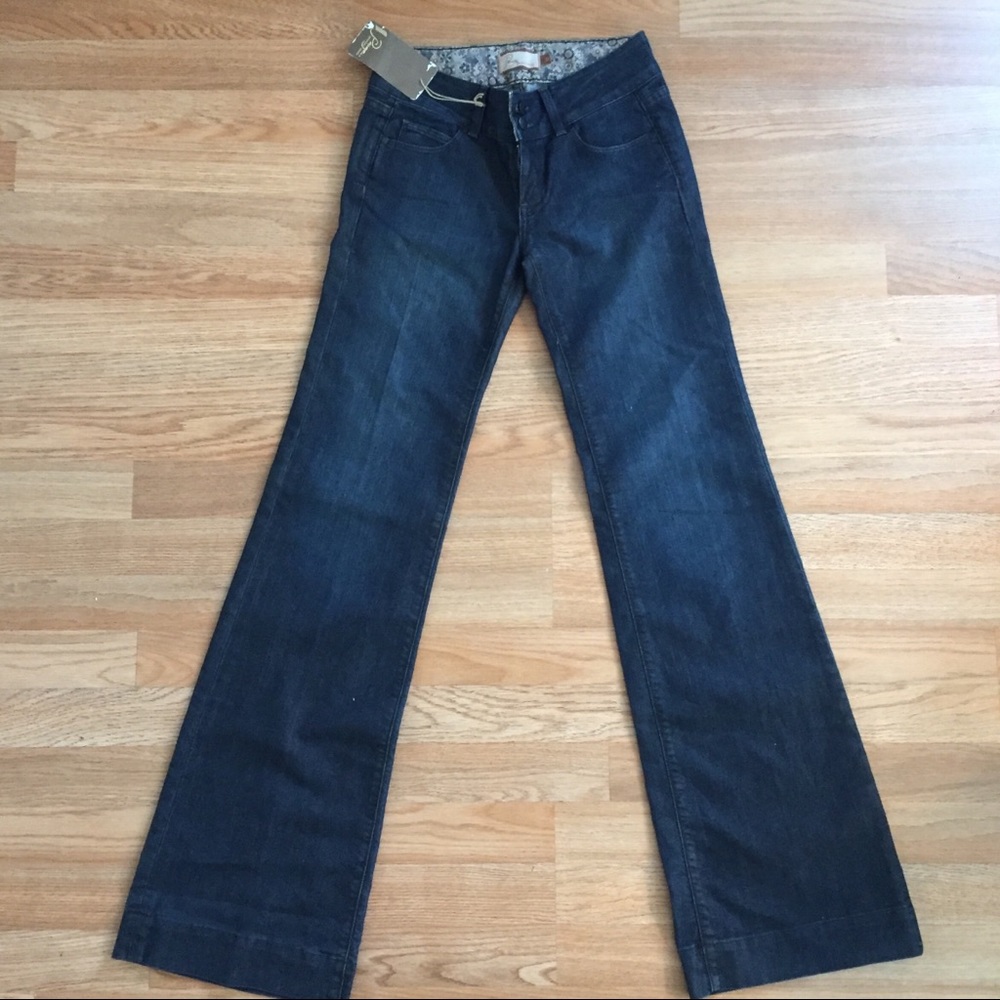 Paige Swall Jeans Flare 12" Leg Mid Rise Dark Wash